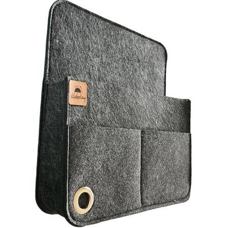 Dark Mode: Antrasit Keçe Yatak Yanı Düzenleyici (Kablo Çıkışlı & Tablet Bölmeli)