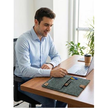 Ofis Asistanı: Cepli Keçe Dosya ve Tablet Çantası – Antrasit Gri (34x24 cm)