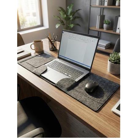 Ofisinizi Yanınızda Taşıyın: 2'si 1 Arada Mousepadli Keçe Laptop Çantası ve Sümen (13-16 inç)