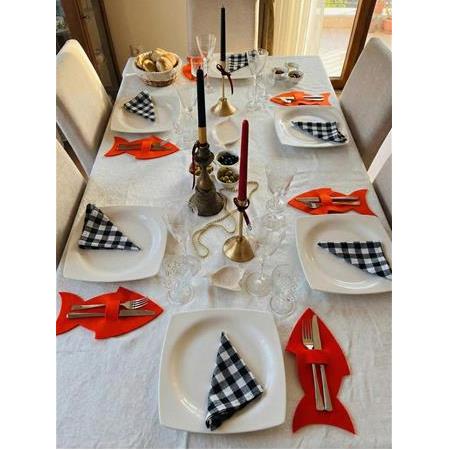 6'lı Balık Figürlü Keçe Çatal Bıçak Kılıfı Takımı