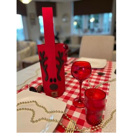 Şişe Taşıma Çantası - Yılbaşı Hediyesi Şarap Şişe Çantası - Parti Hediyelik Şişe Kılıfı - Ren Geyiği