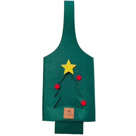 Şişe Taşıma Çantası - Yılbaşı Hediyesi Şarap Şişe Çantası - Parti Hediyelik Şişe Kılıfı - Çam Ağacı