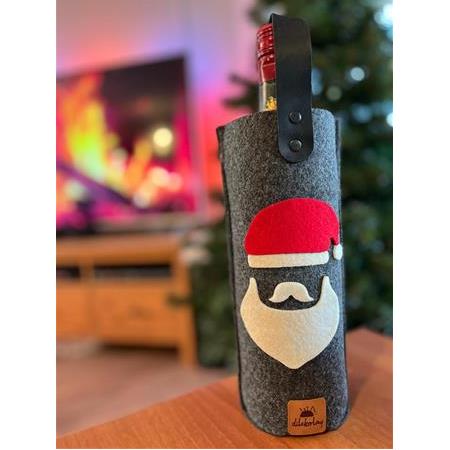 Şişe Taşıma Çantası - Yılbaşı Hediyesi Şarap Şişe Çantası - Parti Hediyelik Şişe Kılıfı - Noel Baba