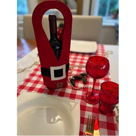 Şişe Taşıma Çantası - Yılbaşı Hediyesi Şarap Şişe Çantası - Parti Hediyelik Şişe Kılıfı - Kemer Toka