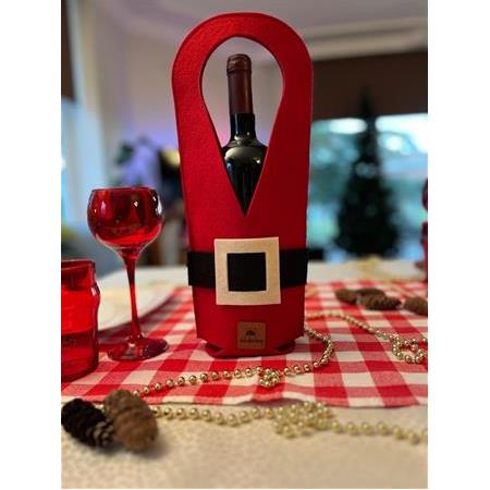 Şişe Taşıma Çantası - Yılbaşı Hediyesi Şarap Şişe Çantası - Parti Hediyelik Şişe Kılıfı - Kemer Toka