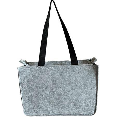 EK.BS.038 Orta Boy Fermuarlı Omuz Çantası - Baskılı Keçe Çanta - Mor Düşler - 35x25x9 cm