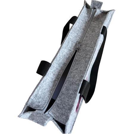 EK.BS.038 Orta Boy Fermuarlı Omuz Çantası - Baskılı Keçe Çanta - Mor Düşler - 35x25x9 cm