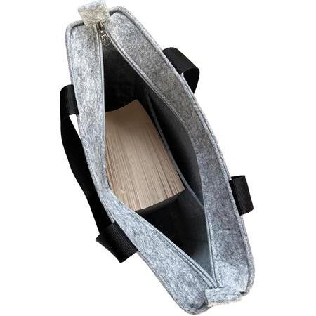 EK.BS.041 Büyük Boy Fermuarlı Omuz Çantası - Baskılı Keçe Çanta - Neşeli Günler - 40x33x9 cm