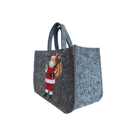 Keçe Büyük Kapasiteli Günlük Alışveriş Çantası - Çok Amaçlı Çanta - Yılbaşı - 35x22x15cm