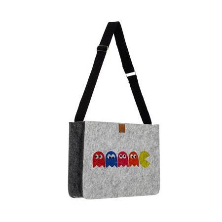 Laptop çantası - Ayarlanabilir Saplı Baskılı Keçe Çanta - Pacman- 37 x 27 x 9 cm