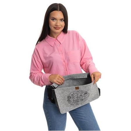 Orta Boy Ayarlanabilir Saplı Omuz Çantası - Baskılı Keçe Çanta Öğretmen Serisi - Coğrafya -37x27x9cm