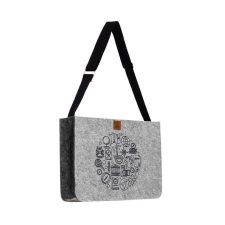 Orta Boy Ayarlanabilir Saplı Omuz Çantası - Baskılı Keçe Çanta Öğretmen Serisi - Coğrafya -37x27x9cm