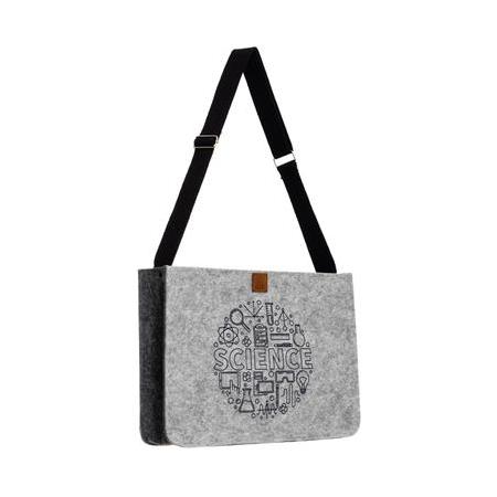 Orta Boy Ayarlanabilir Saplı Omuz Çantası - Baskılı Keçe Çanta Öğretmen - Fen Bilimleri - 37x27x9 cm