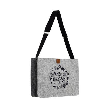 Orta Boy Ayarlanabilir Saplı Omuz Çantası - Baskılı Keçe Çanta Öğretmen Serisi - Tarih - 37x27x9 cm