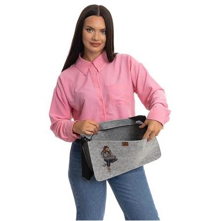 Orta Boy Ayarlanabilir Saplı Omuz Çantası - Özel Tasarım Baskılı Keçe Çanta - LapCup - 37x27x9 cm