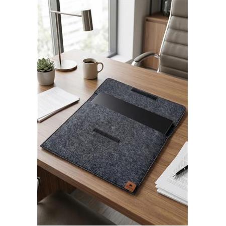 Keçe Notebook Çantası -  Tablet Kılıfı - Dosya Çantası - Cırt Bantlı - Minimalist Tasarım