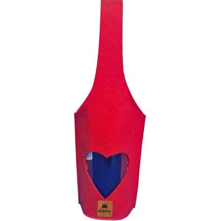 Sevgililer Gününe Özel Şişe Taşıma Çantası - Parti Hediyelik Şişe Kılıfı - Kalp